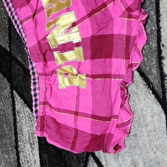 VINTAGE VS PINK METALLIC GOLD SHINE RHINESTONES RUFFLED 2008 SLEEP SHORTS - Picture 2 of 13